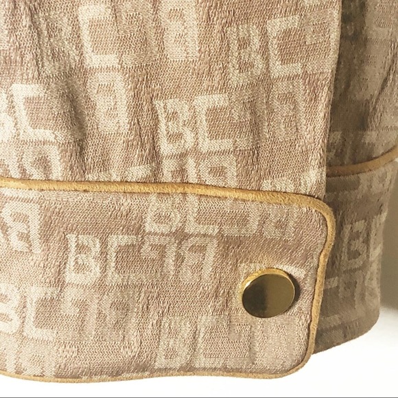 BCBGMaxAzria Y2K Vintage Allover Logo Print Jacket Suede Leather Trim sz 2 - Picture 11 of 12